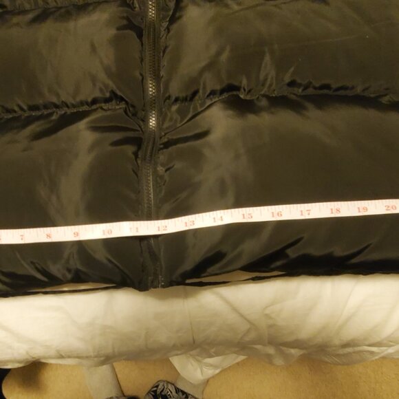 Like New Long Black Puffer Vest With Hood - Picture 9 of 9
